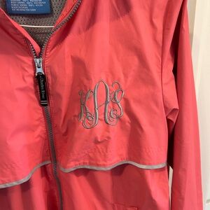 Women’s Pink “kAs” Monogrammed Rain Jacket, M